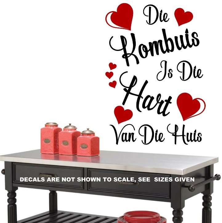 FREE SHIP/LOW COURIER - DIE KOMBUIS IS DIE HART V/D HUIS AFRIKAANS MUURPLAKKER - LRG 60+ COLOURS