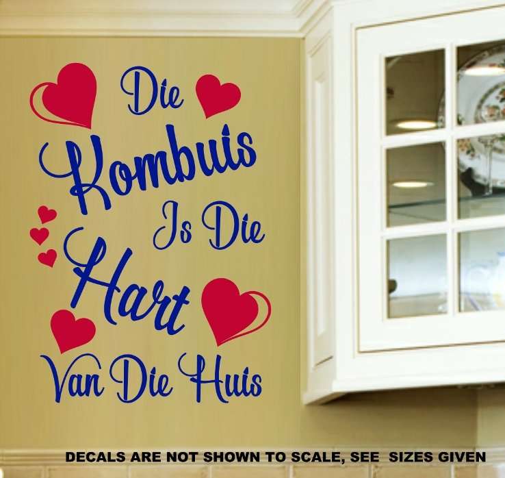 FREE SHIP/LOW COURIER - DIE KOMBUIS IS DIE HART V/D HUIS AFRIKAANS MUURPLAKKER - LRG 60+ COLOURS
