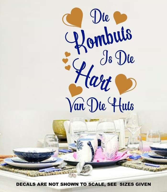 FREE SHIP/LOW COURIER - DIE KOMBUIS IS DIE HART V/D HUIS AFRIKAANS MUURPLAKKER - LRG 60+ COLOURS