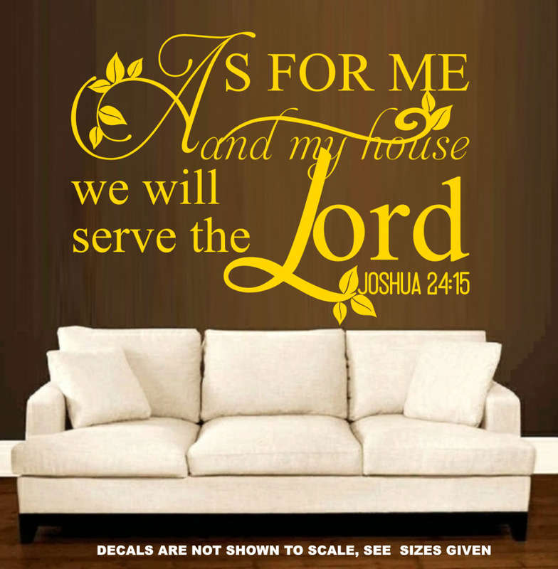 FREE SHIP/LOW COURIER - AS FOR ME & MY HOUSE JOSHUA 24:15 WALL STICKER - SML 60+ COLOURS