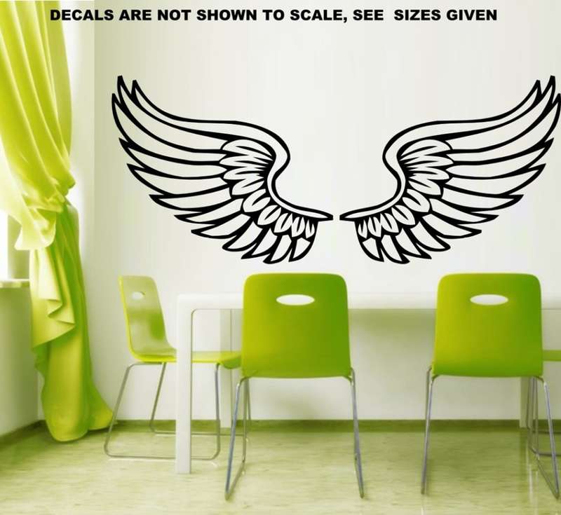FREE SHIP/LOW COURIER - ANGEL WINGS WALL STICKER - XLRG 60+ COLOURS
