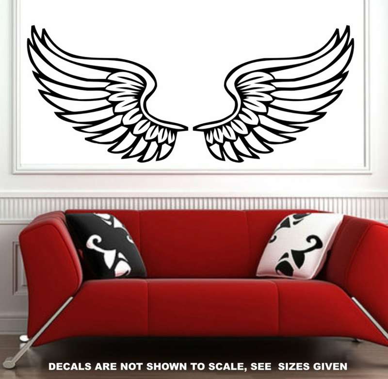 FREE SHIP/LOW COURIER - ANGEL WINGS WALL STICKER - XLRG 60+ COLOURS