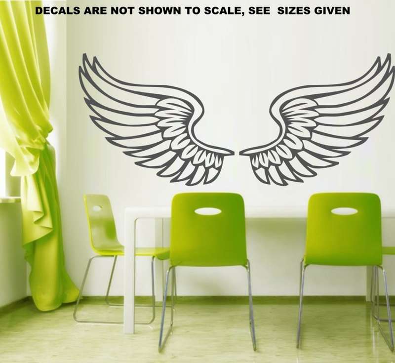 FREE SHIP/LOW COURIER - ANGEL WINGS WALL STICKER - XLRG 60+ COLOURS