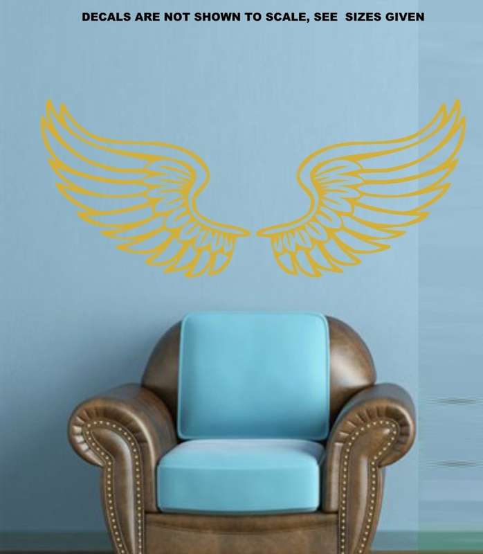 FREE SHIP/LOW COURIER - ANGEL WINGS WALL STICKER - XLRG 60+ COLOURS
