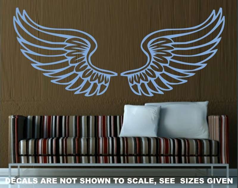 FREE SHIP/LOW COURIER - ANGEL WINGS WALL STICKER - XLRG 60+ COLOURS