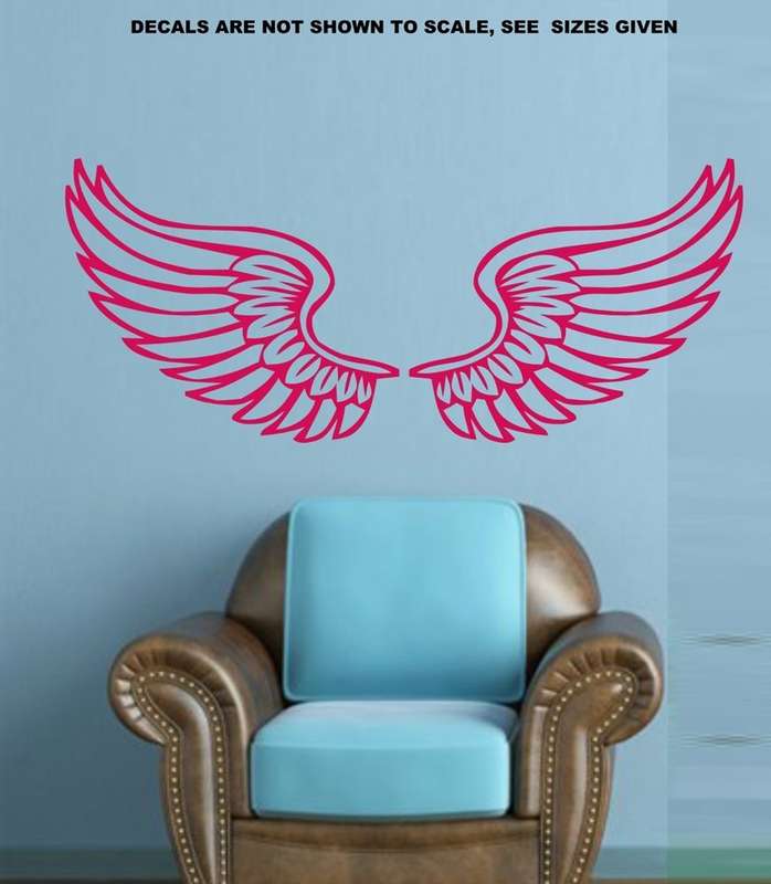 FREE SHIP/LOW COURIER - ANGEL WINGS WALL STICKER - XLRG 60+ COLOURS