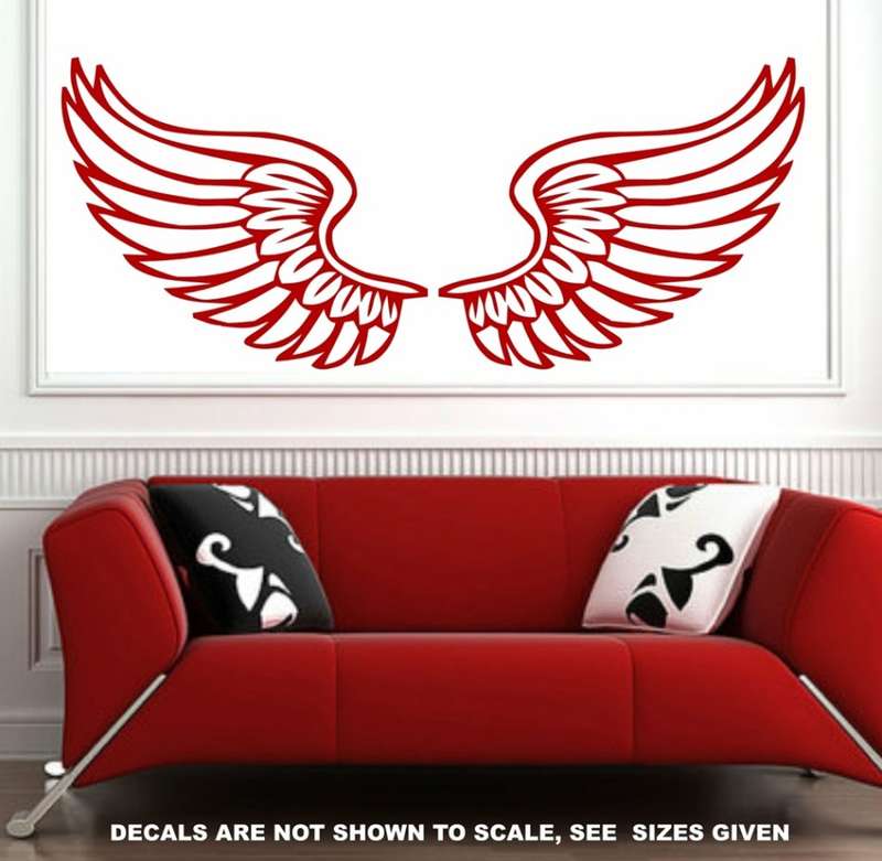 FREE SHIP/LOW COURIER - ANGEL WINGS WALL STICKER - XLRG 60+ COLOURS