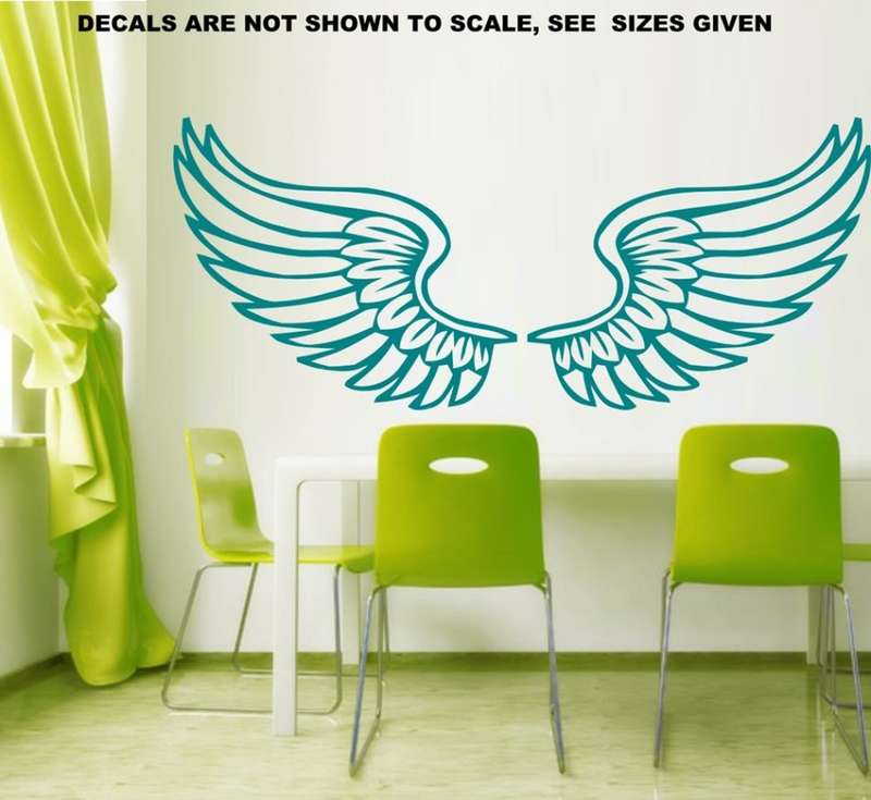 FREE SHIP/LOW COURIER - ANGEL WINGS WALL STICKER - XLRG 60+ COLOURS
