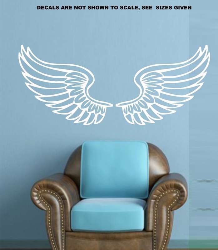 FREE SHIP/LOW COURIER - ANGEL WINGS WALL STICKER - XLRG 60+ COLOURS