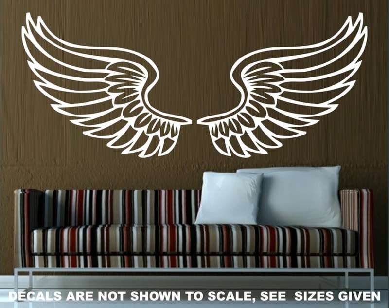 FREE SHIP/LOW COURIER - ANGEL WINGS WALL STICKER - XLRG 60+ COLOURS