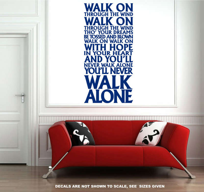 FREE SHIP/LOW COURIER - NEVER WALK ALONE LIVERPOOL FC ANTHEM WALL STICKER - LRG 60+ COLOURS