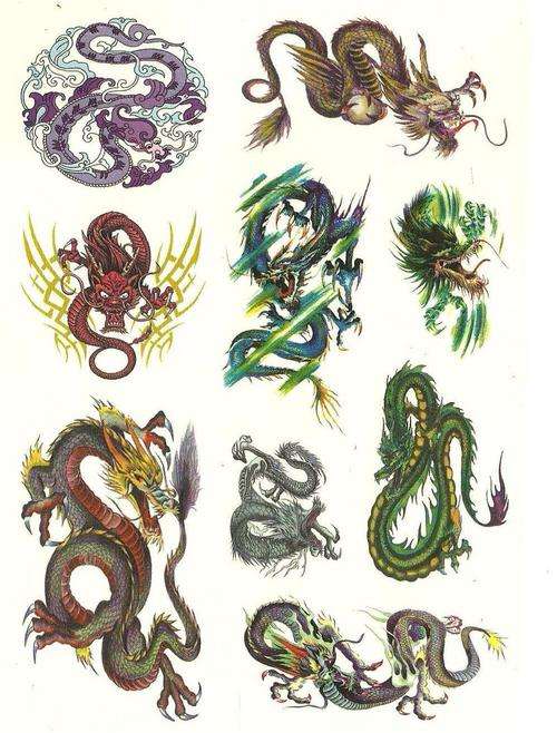 Colour Temporary Tattoos Chinese Dragons - Crafts