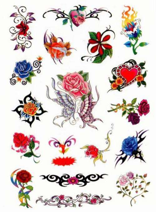 Colour Temporary Tattoos Rose Designs - Crafts