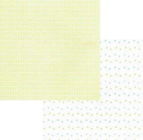 Double-Sided Paper 30cm X 30cm - Blue & Yellow Flowers & Stripes - Crafts Scrapbooking