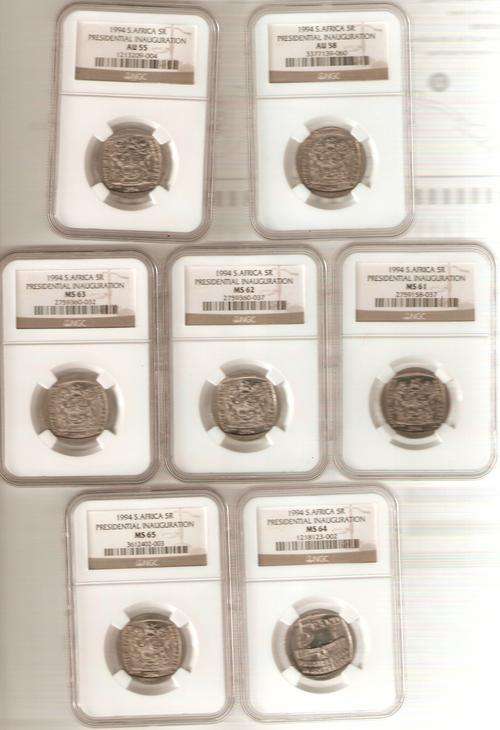 A NGC GRADED 1994 PRESIDENTIAL INAUGURATION SET FROM MS61.62.63.64.65 AU55.58 $$$$