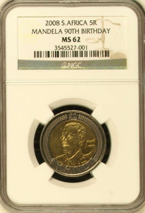 $$$ A 2008 NGC GRADED MS62 N/MANDELA B/DAY COIN $$$$
