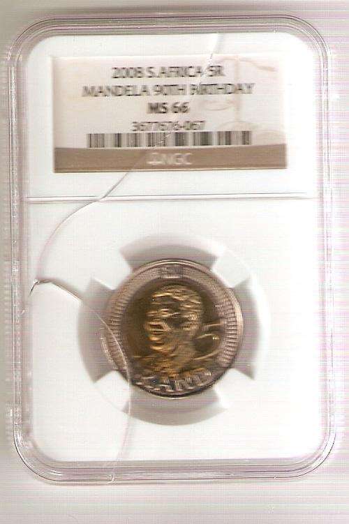 2008 MS 66 NGC GRADED NELSON MANDELA CRACKED PLANCHET