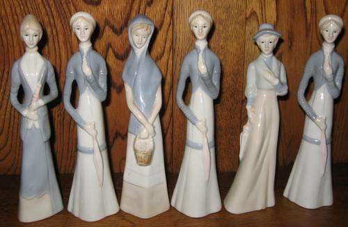 6 Lovely Country Girl Porcelain figurines