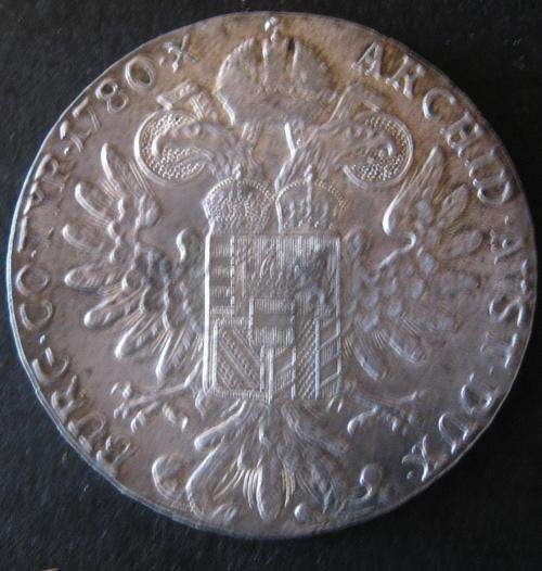 Maria Theresa Thaler. Restrike Silver Coin used for trade purposes. Dated 1780