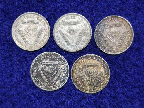 Union of SA - 5 x (3d) Tickey (lot)