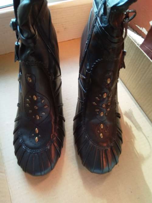 Ladies black heeled boots