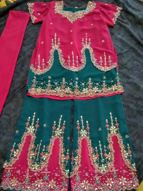 Embroidered sari suit set