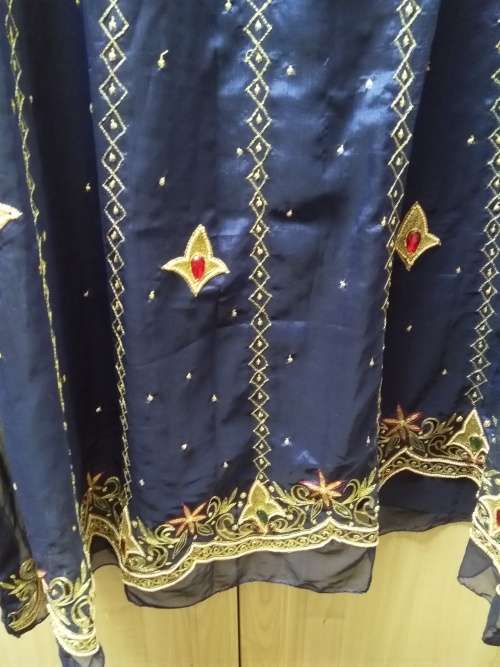 Eastern evening dress Navy blue and gold embroidered