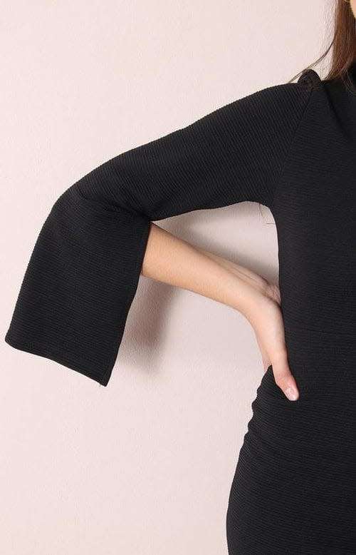 Elegant formal one shoulder sleeve bodycon dress Black