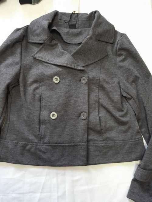 Cropped grey knit jacket