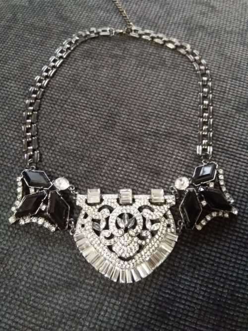 Boho choker necklace Black/Silver New