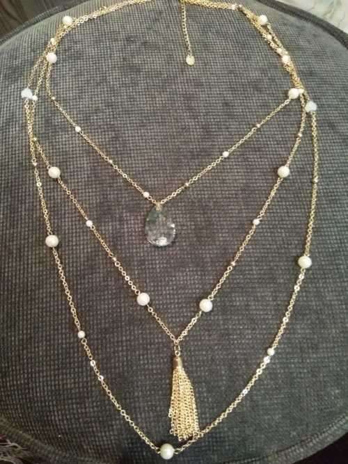 3 layer charm pendant necklace Gold
