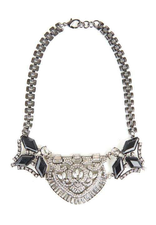 Boho choker necklace Black/Silver New