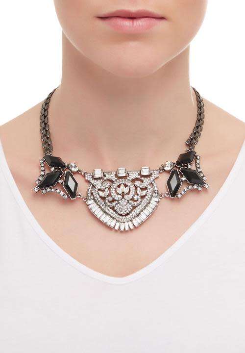 Boho choker necklace Black/Silver New