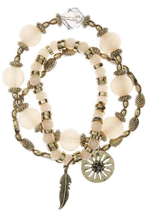 Charm Bracelet 3 piece Cream/Gold New stunning gift