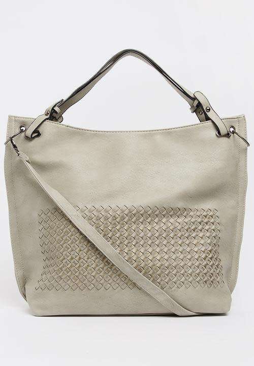 Stylish large travel tote handbag leather look Cream