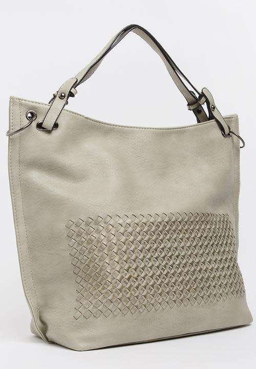 Stylish large travel tote handbag leather look Cream