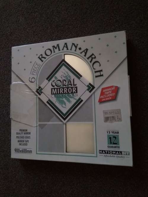 Wall mirror - 6 adhesive glass mirror tiles