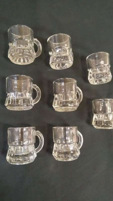 Beer mug Shot glasses x 8