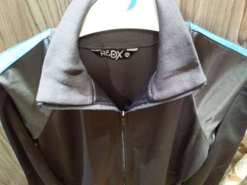 Sport zip up jacket - Grey with blue shoulder stripe