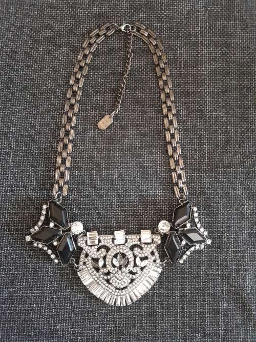 Boho choker necklace Black/Silver New