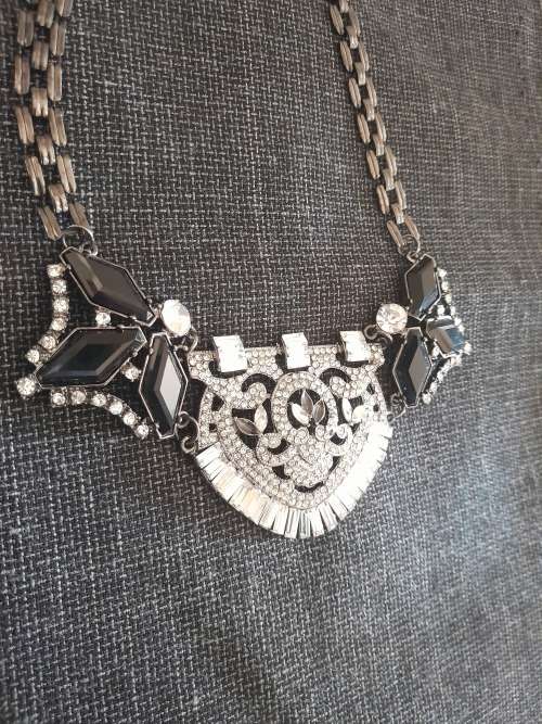 Boho choker necklace Black/Silver New