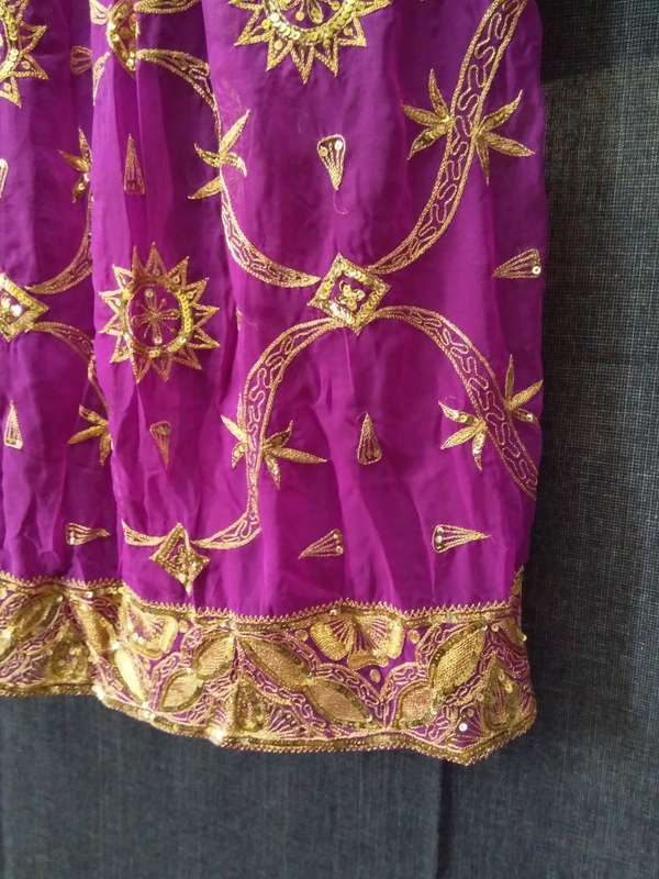Fuschia pink sari blouse and skirt set
