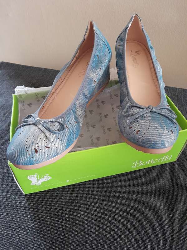Butterfly feet Denim wedge shoes