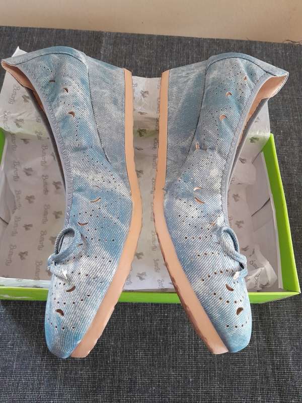 Butterfly feet Denim wedge shoes