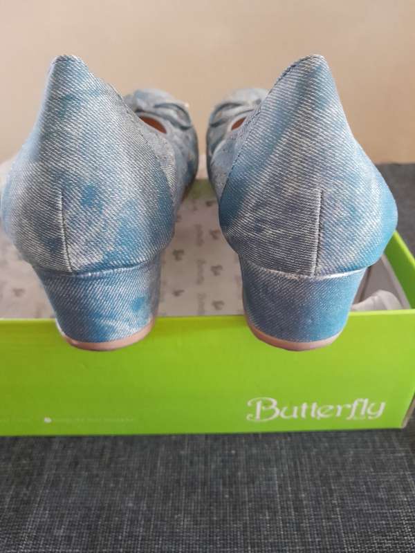 Butterfly feet Denim wedge shoes