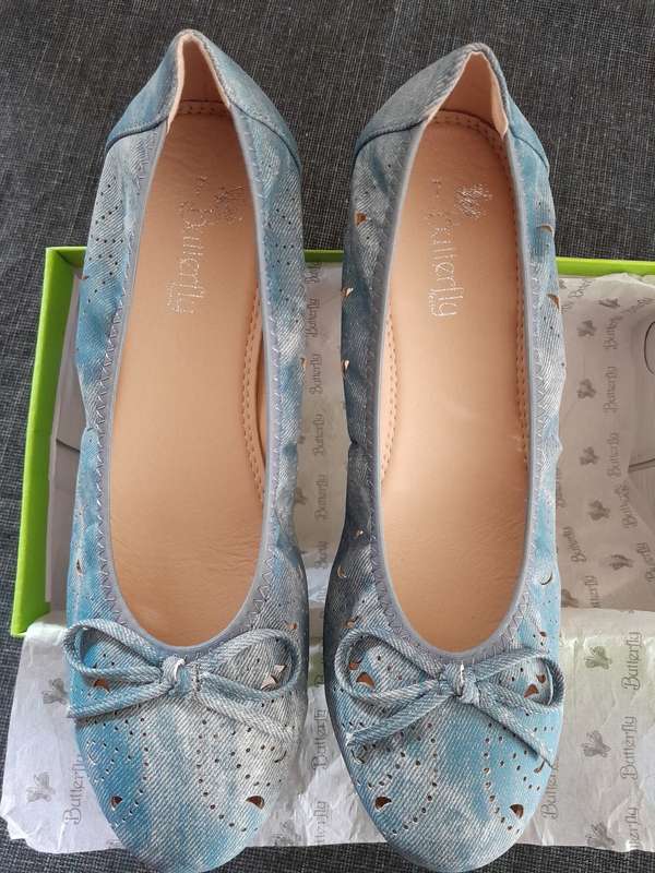 Butterfly feet Denim wedge shoes