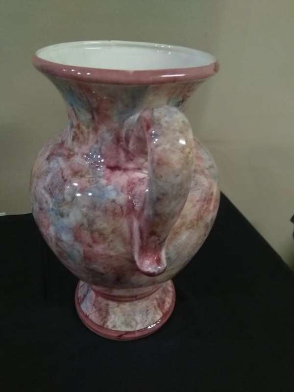 Vintage pink marble glazed porcelain pot planter vase