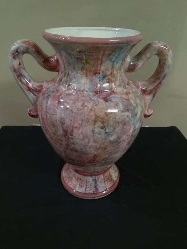 Vintage pink marble glazed porcelain pot planter vase
