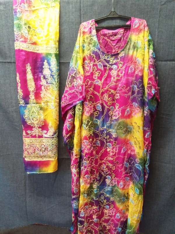 Multi floral evening dress with slip freesize kaftan style