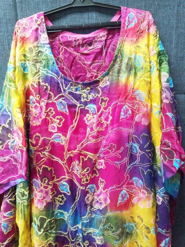 Multi floral evening dress with slip freesize kaftan style